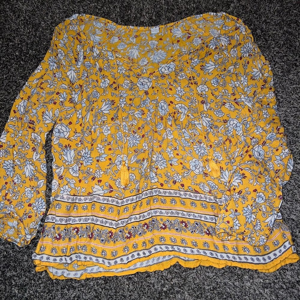 Old Navy Yellow Floral Blouse
